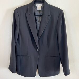 Worthington Blazer Women Size 14 Black Back Vent Lined One Button Closure